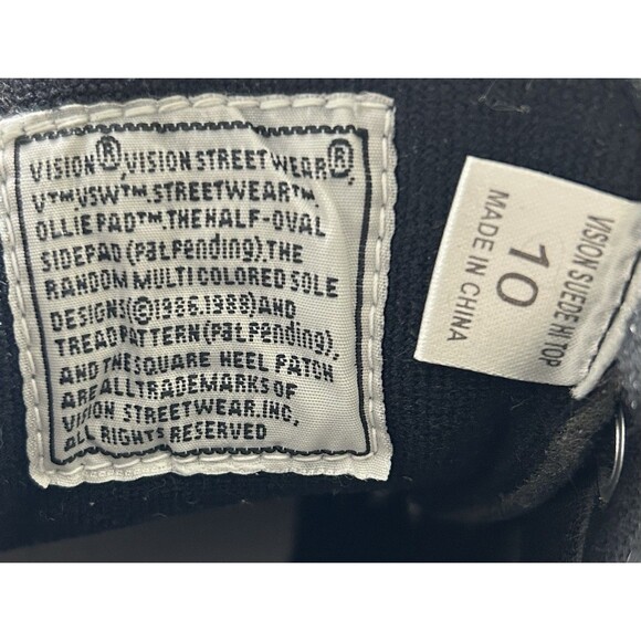 NIB Vision Street Wear Men's US 10 Suede Hi Top Retro BLACK BIG PATCH! 1986-1988 - Picture 7 of 13